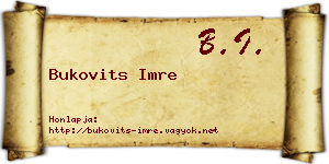 Bukovits Imre névjegykártya